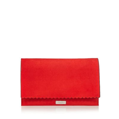 Red scalloped clutch bag